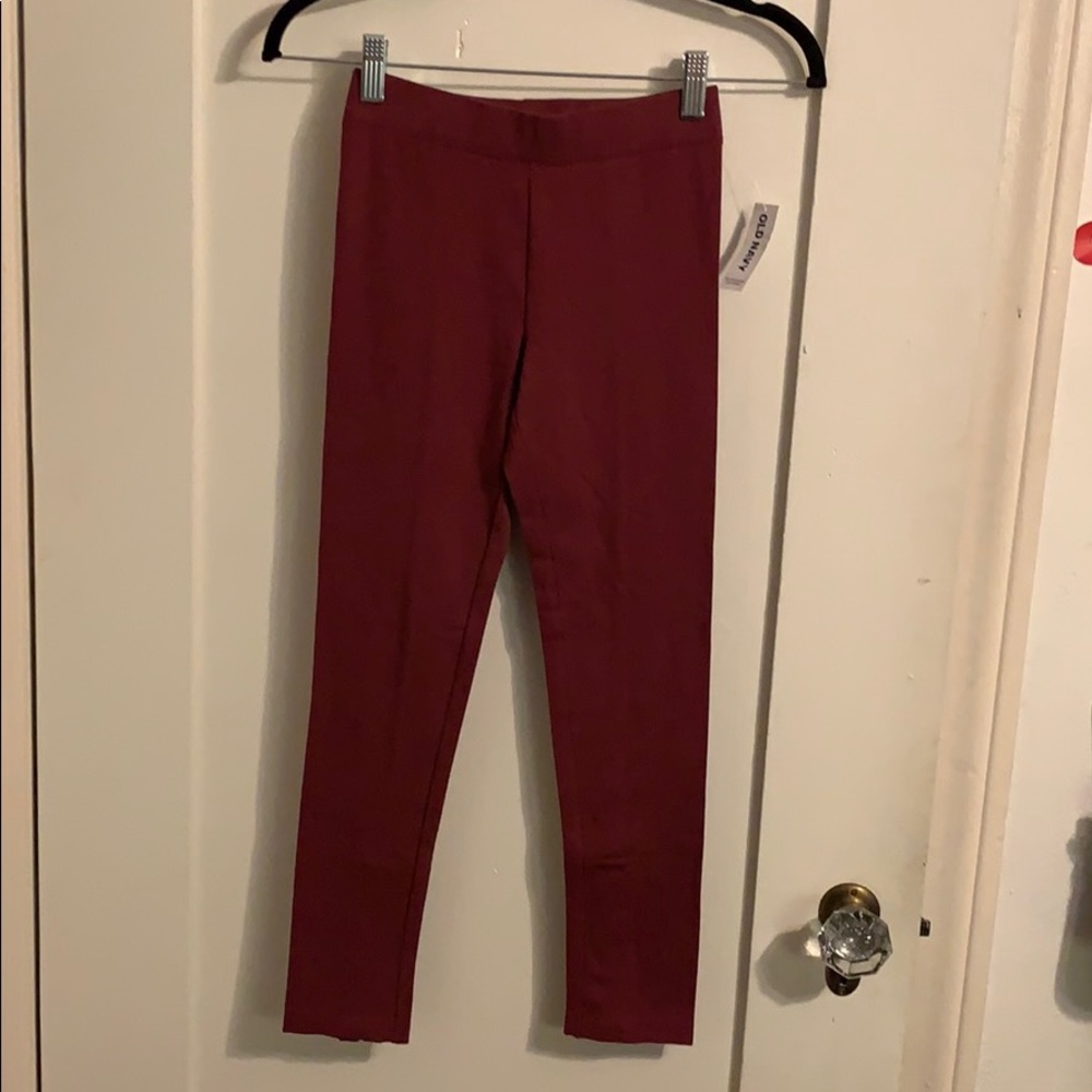Girls burgundy leggings with zipper details